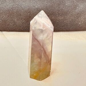 Rainbow Fluorite Crystal Pointed Tower Green/Gold/Purple/Clear Tower Leans